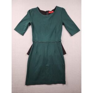 RED Saks Fifth Avenue Dress Womens S Green Colorblock Peplum Knit Sheath Office